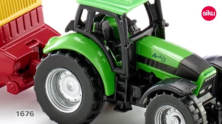 siku 1676, Deutz Traktor mit Ladewagen, Metall/Kunststoff, Multicolor, Öffenbare Heckklappe – Bild 8