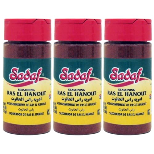 Sadaf Ras El Hanout Seasoning - Ancient Moroccan Blend of Spices - Perfect for your couscous, tagine, b'stila and more (2 Oz bottle, Pack of 3)