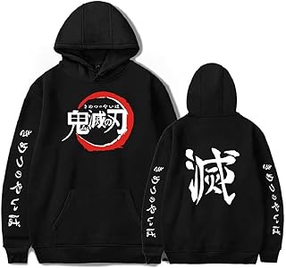 Yumenam Unisex Demon Slayer Felpa con Cappuccio Kimetsu No Yaiba Cartoons Manga Stampa Maniche Lunghe Casual Hooded Sweatshirt Pullover Top Sportivo Hoodie
