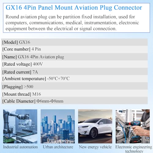 Conector Aviación GX16 4 Pines Oro 2 Piezas miniatura 6