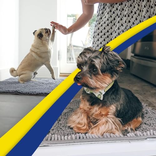 Muddy Mat® AS-SEEN-ON-TV Highly Absorbent Microfiber Door Mat and Pet Rug, Non Slip Thick Washable Area and Bath Mat Soft Chenille for Kitchen Bathroom Bedroom Indoor and Outdoor - Grey XXL 60"X48"
