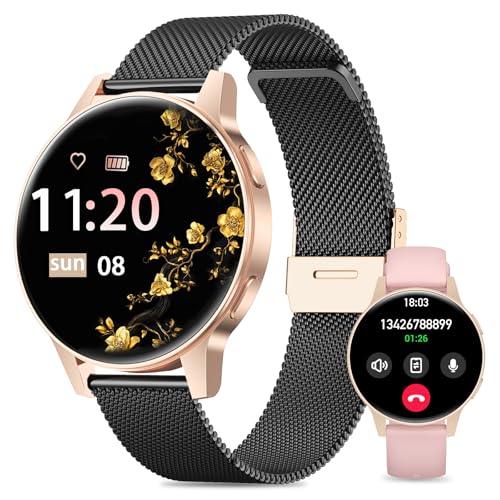 SLOKSFil Smartwatch Damen Klein mit Telefonfunktion, 1.27' TFT Touchscreen Fitness Tracker mit 24/7...