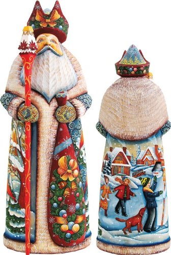 G. Debrekht Holiday Wonders Carved Wood and Hand-Painted Santa Figurine