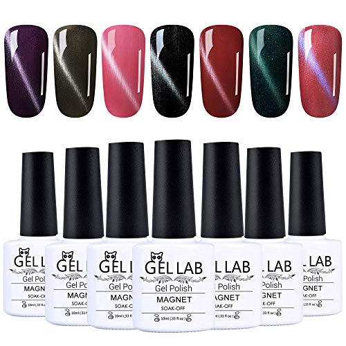 Gel Nail Polish Kit GEL LAB 7pcs Soak off UV LED Magnetic Gel Polish Nail Art Manicure Gift Set 10ml