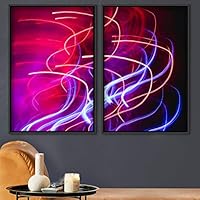 2 Piece Framed Canvas Wall Art Abstract Colorful Art Lights Canvas Prints Home Artwork Decoration for Living Room,Bedroom - 16