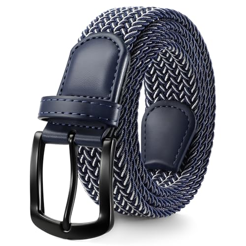 SUOSDEY Men Stretch Braided Belt, Elastic Belt for Jeans Pants Casual Golf Belt 1 3/8