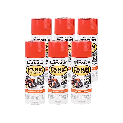 Image of Rust-Oleum 303472-6PK Farm & Implement Spray Paint, 12 oz, Husqvarna Orange, (Pack of 6)