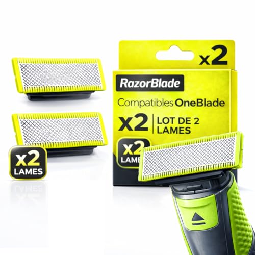 Lot 2 Lames de Rechange RazorBlade pour Rasoir Électrique comptatible OBlade QP220 QP2824 QP2724 QP2520 QP2630 QP65XX One Blade Lame en Acier Inoxydable...
