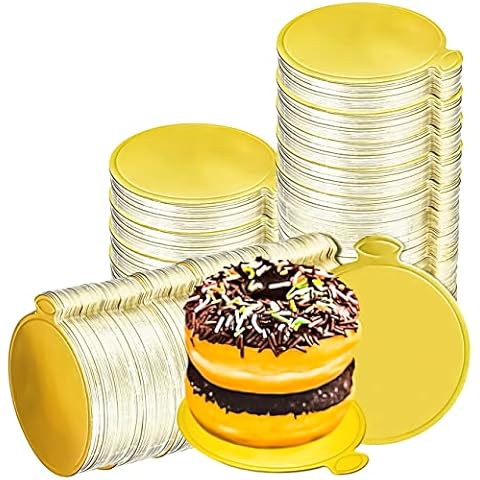 MotBach 200 Pcs Round Golden Cardboard, 3.5 Inch Round Mini Cake Boards, Mousse Cake Base, Cake Paper Board, Circle Patries Cardboard, Cupcake Base Display, Dessert Board Cover