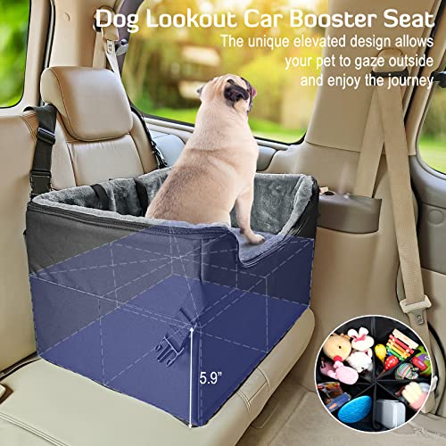 INFANZIA Dog Car Booster Seat, Elevated Pet Car Seats for Medium or 2 Small Dogs with Storage Pockets, Washable Lookout Puppy Travel Car Seat with Safety Leash for Front Back Seats - Image 3