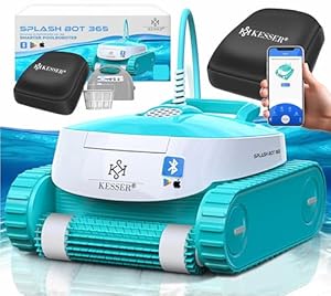 KESSER® Poolroboter für Boden und Wand, Poolsauger bis 100m² Pools & eine leistungsstarke Reinigung, Poolreiniger vollautomatisch mit App-Funktion & Kontrollmodul, Inkl. Abdeckung, Klettermechanismus