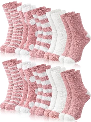 Foaincore 10 Pairs Fuzzy Socks for Women Fluffy Warm Soft Slipper Socks Thick Cozy Winter Gifts for Adult Christmas Gifts