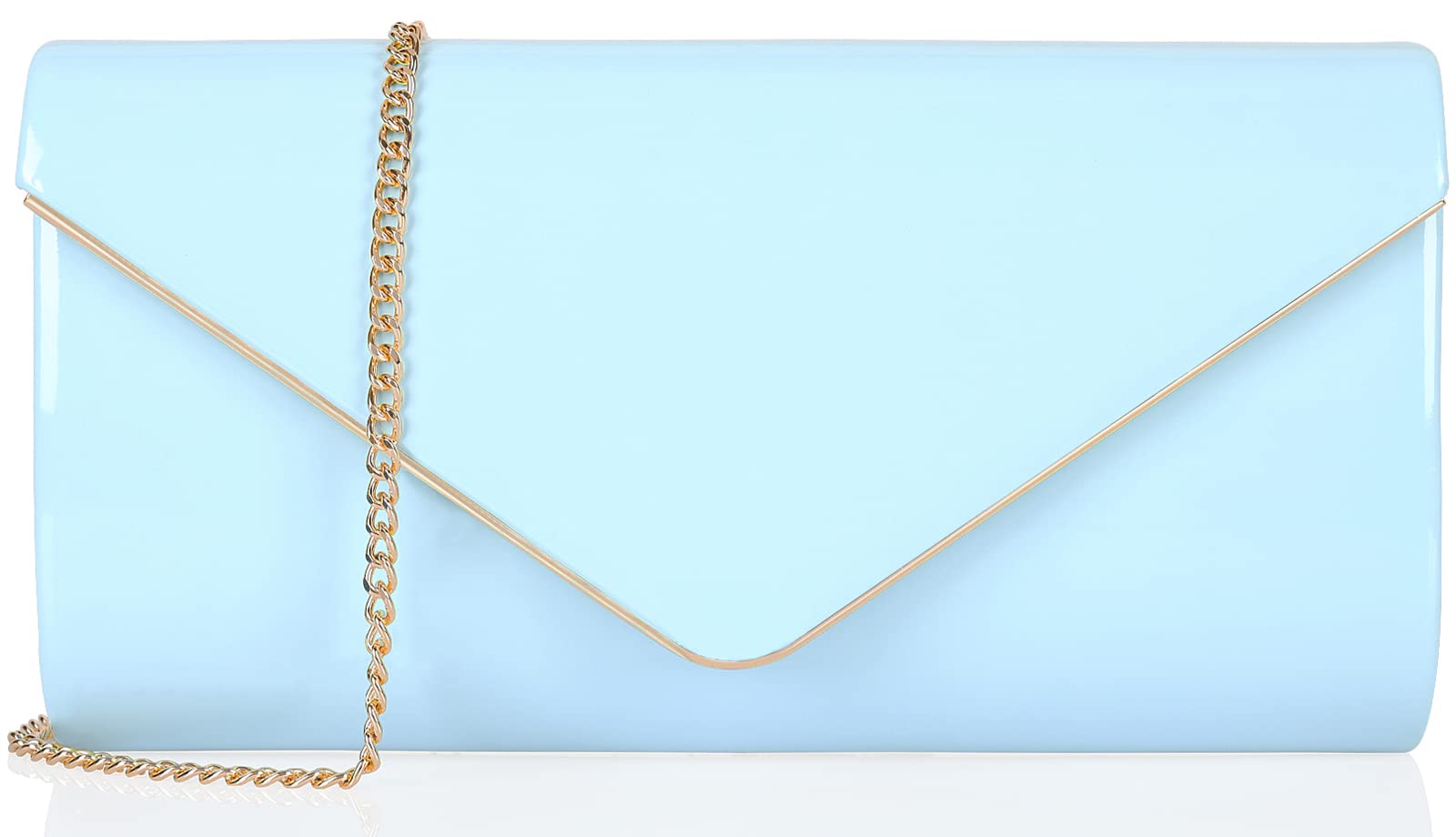 Dexmay Envelope Clutch Purse for Women Shiny Patent Leather Foldover Evening Bag Formal Handbag