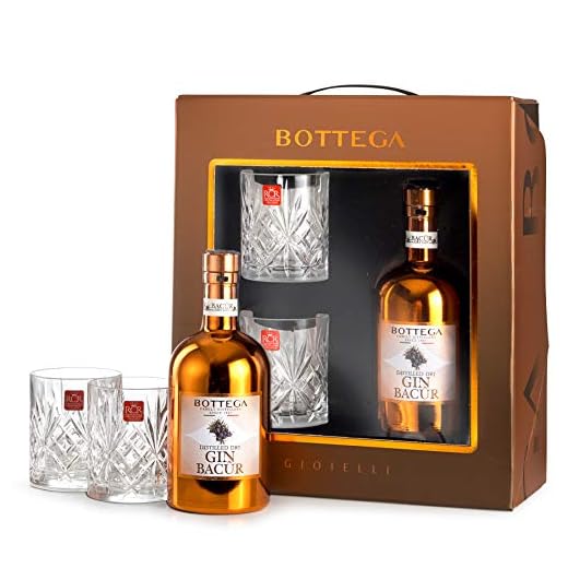 Bottega Confezione Gin Gift - Bottega Distilled Dry Gin Bacûr 40% 500ml & 2 Gläser Melodia