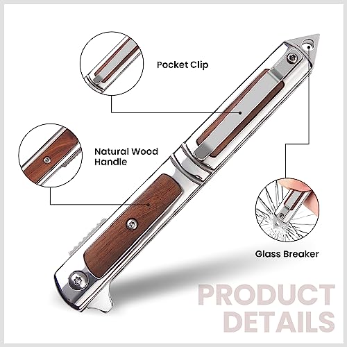 Itokey Edc Pocket Knife For Men, Tanto Folding Knife, Pocket Knives With Clip, Glass Breaker, Sheath, Slim Knife, Cool Keychian Knives For Outdoor Survival, Camping #TOP3