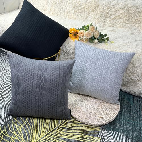 Booque Valley Black Pillow Covers, Pack of 2 Super Soft Elegant Modern Daily Cushion Covers Decorative Stretchy Pillow Cases for Sofa Bed Car Chair, 18 x 18 inch(Black)