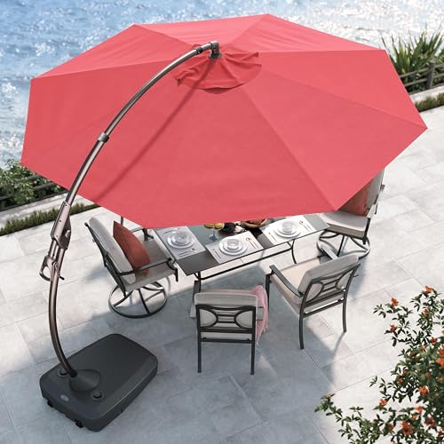 Image of Grand patio 11FT Cantilever Round Umbrella with Base, Red