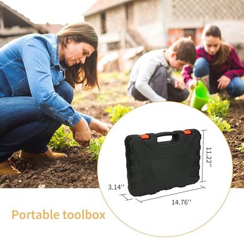 Image of VOLTZ VZ-TK-14 Agriculture Tool kit 14 Pcs Gardening Tools Heavy Duty Aluminum Garden Hand Tools with Storage Box, Ergonomic Handle Shovel Trowel Rake Weeder Shear Sprayer, Gardening Gift
