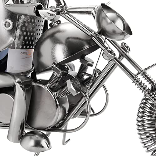 Foto von BRUBAKER Flaschenhalter Motorradfahrer Metall Skulptur Geschenk mit Geschenkkarte