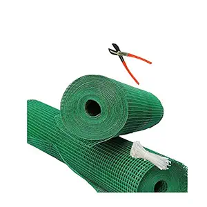 MESH MASTERS PVC Coated Weld Wire Garden Fencing Iron net with12MM Anti Bird 3feet/20feet Netting Uv Stablized with 6 Months Guarantee Free 1 Cutter,100 PVC Wire Tags