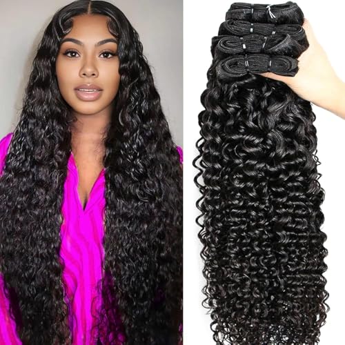 Human Hair Bundles Water Wave Burmese Curly Bundle Human Hair Wet and Wavy Double Weft 26 24 22 20 inch Hair Extensions 4 Bundles Deep Wave for Women