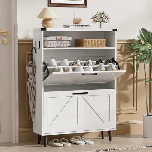 BonVache Schuhschrank Schmal, Schuhregal mit 2 Klappen,...