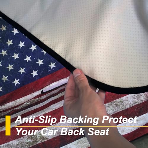 Image of Back Seat Cover for Car Trucks Van SUV Jeep,Waterproof Rear Bench Towel Seat Covers for Dogs and Kids,Automotive Backseat Protector (American Flag)