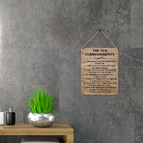 Inspirational Signs Gift Farmhouse the Ten Commandments Thou Shalt Have No Other Gods Before Me Wooden Hanging Sign Rustic Wall Art Home Office Living Room Decoration 10 x 8 Inches