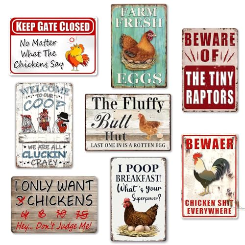 8 Pack Chicken Coop Accessories Funny Chicken Coop Metal Signs Outdoor Decor Chickens Farm Personalized Tin Sign Chicken Gifts For Lovers House Decor 812 Inch