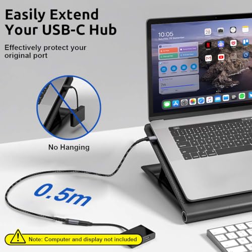 Image of Verilux USB C Extension Cable, 0.5m USB Type C Male to Female Cable Support PD 100W Fast Charging, 10Gbps Data Transfer USB Extension, 4K@60Hz HD Video Output Compatible for iPhone 17 /16 /15, MacBook