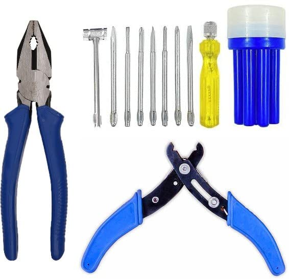 WallVilla Smart Hand Tool Kit | Adjustable 8 Rol Screwdriver Kit, Wire Cutter & 8 Inch Plier Hand Tool Kit (11 Tools)