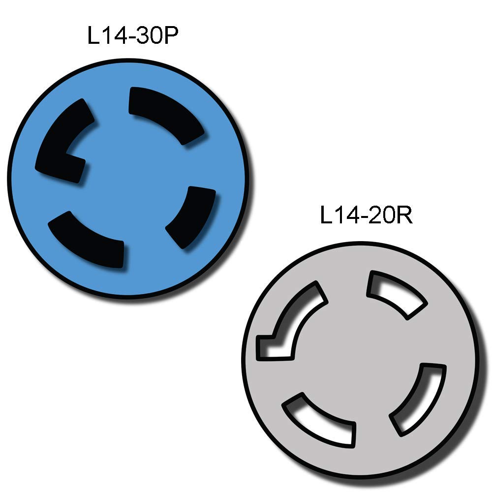 【riri】アドソーブ NEMA L14-30P to L14-20R Plug Adapter - 1 Foot, 20A, 125/250V