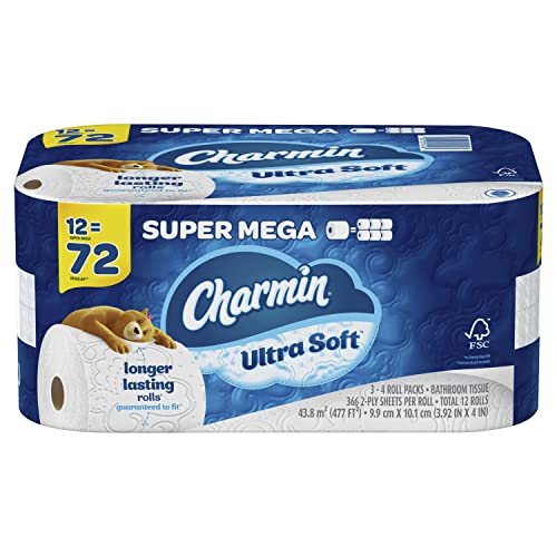 Image of Charmin Ultra Soft Toilet Paper 12 Super Mega Rolls, 366 Sheets Per Roll