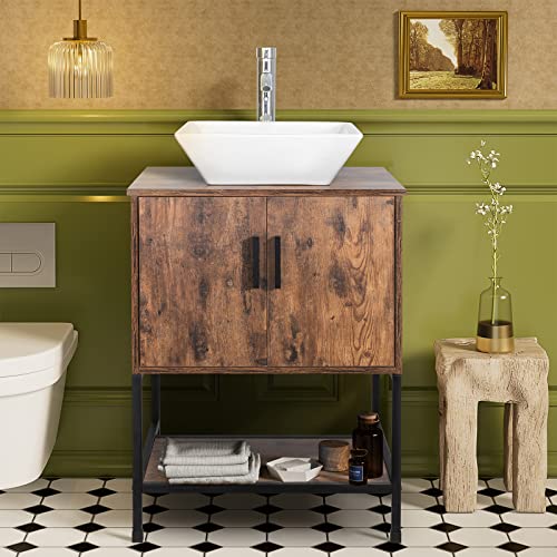UEV 24" Antique Bathroom Vanity, Dark Brown Bathroom Vanity Set with Sink Combo, Iron Wood Bathroom Cabinet with Adjustable Water Temperature Faucet (A07) UEV 24" Antique Bathroom Vanity, Dark Brown Bathroom Vanity Set with Sink Combo, Iron Wood Bathroom Cabinet with Adjustable Water Temperature Faucet (A07)
