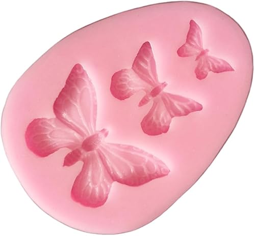 Miniatura 3 de Mini moldes de silicona de mariposa 3D de grado alimenticio, moldes de chocolate antiadherentes con forma de mariposa de 3 cavidades, molde para