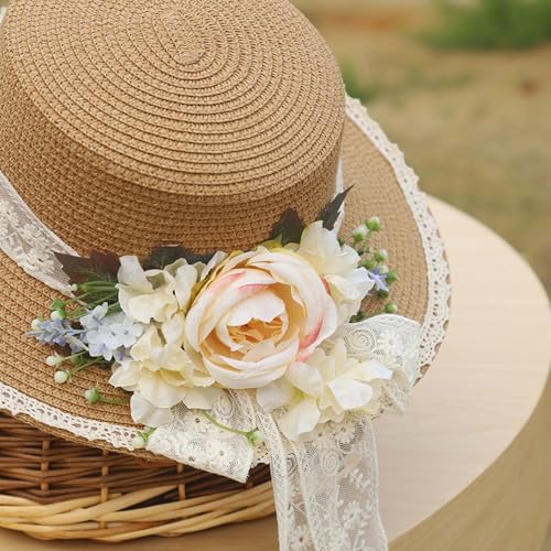 Sombrero Panamá de paja para mujer, plano, para sol y playa miniatura 3