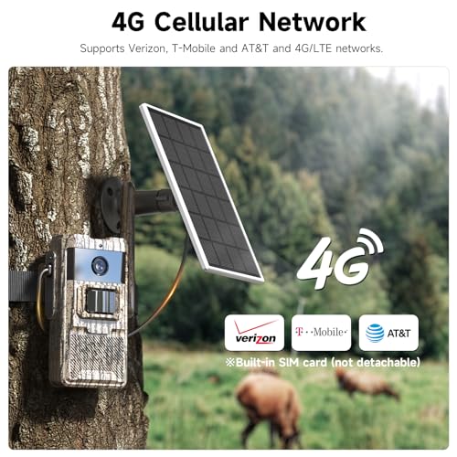 Tkenpro Trail Camera 4G Cellular Trail Cameras 2K Live Feed, Unlimited Data Plan Game Camera Built In Sim Card Trail Cameras With Night Vision Motion Activated Waterproof Ip66 Solar Powered Security Camera thumb #1