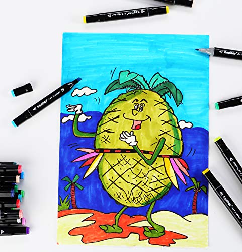 Keebor Premium 80+1 Colors Dual Tip Alcohol Art Markers, Plus 1 Blender Marker with Thick Packing, General Markers for Fine Arts Academy