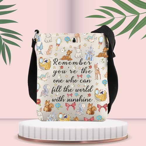 Princess Crossbody Bag Cartoon Movie Gifts for Fairy Tale Lovers Sling Bucket Bag with Adjustable Shoulder Strap3