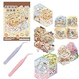 22 Stück DIY-Aufkleber, 3D Miniatur Haus Sticker, Hausaufkleber 3D Miniature Scene Stickers, Miniatur Haus Sticker 3D Mit Pinzette, Aufkleber Scene Selbermachen Von Kaffeehaus (A)