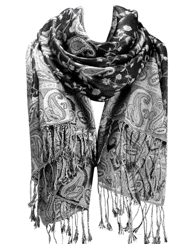 FURTALK Reversible Paisley Pashmina Shawl Wraps for Women Soft Exotic Indian Rave Scarf for Evening Dress Festival Scarves