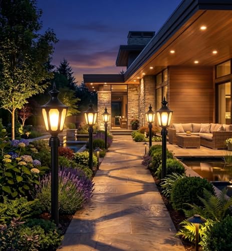 Image of SINOMAN Decorative Outdoor Gate Lamp for Home Energy Efficient Waterproof Exterior Fixture for Garden Pillars, Entry Gates, Patios, Driveway, Porch, Fence Posts (Pack of 1) (Without Bulb)