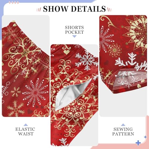 Christmas Golden Snowflakes Boys Long Pants Soft Trousers Elastic Waist Kids Lounge Bottoms with Pockets S-XL4