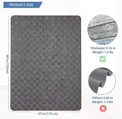 Image of Chair Mat for Hardwood & Tile Floor, 47 inch x 60 inch Heavy Duty Office Chair Mat for Rolling Chairs, Anti Slip, Non-Curve, Floor Protector for Home Office, Charcoal Grid