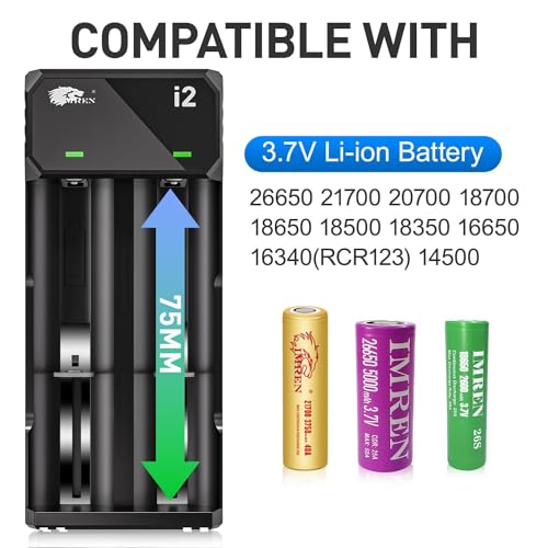 Imren 18650 Battery Charger,3.7V Battery Charger For 3.7 Volt Li-Ion 18650 18350 18500 16340 14500 20700 21700 26650 Battery,1A Fast 18650 Charger thumb #1