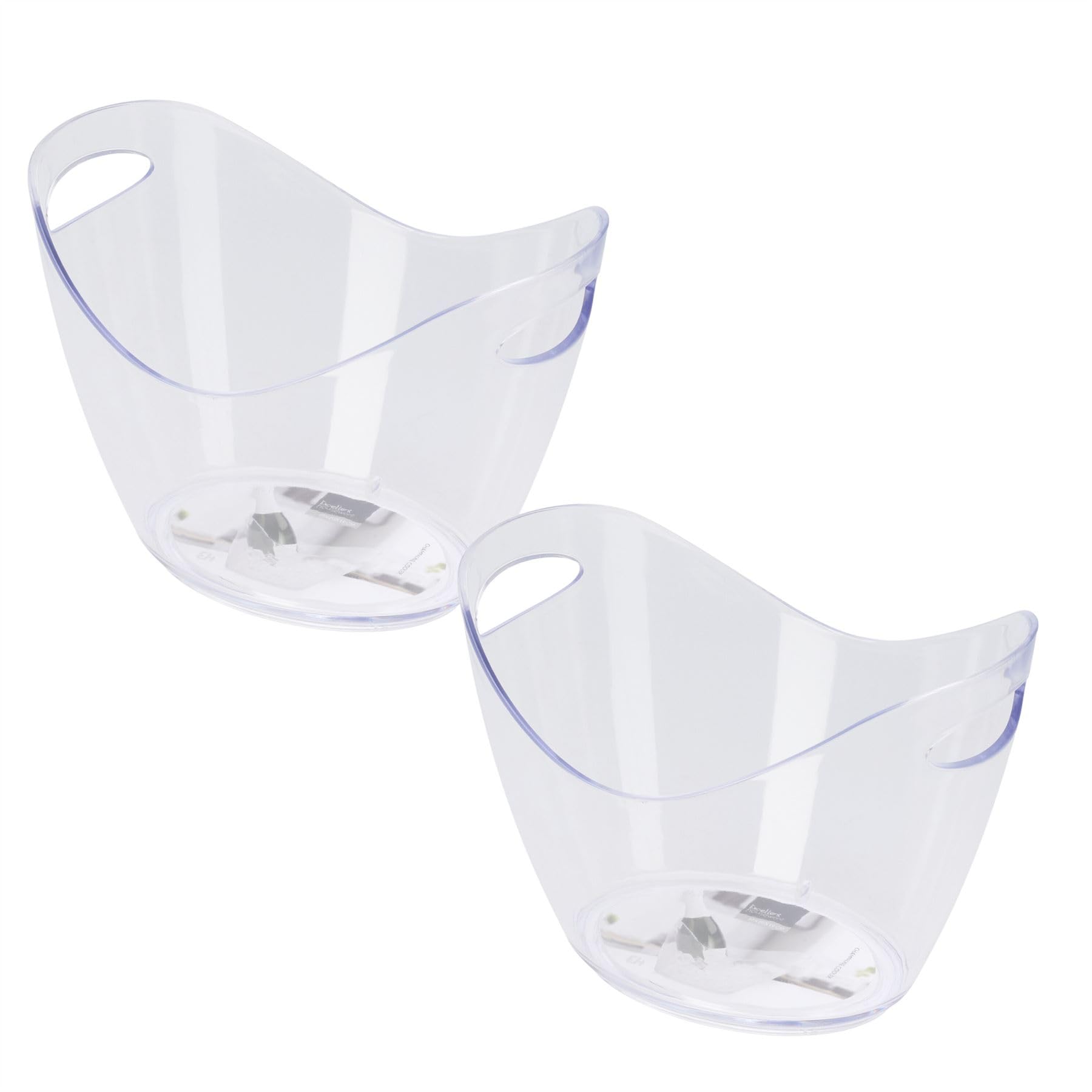 Pack of 2 Clear Plastic Champagne Buckets with Handles | Oval Drinks Ice Bucket Party Coolers for Wine, Beer & Cans | Ideal for Celebrations, BBQs & Gatherings
