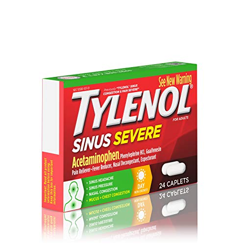 Tylenol Sinus Severe Daytime Caplets With Acetaminophen, Guaifenesin & Phenylephrine Hcl, 24 Ct #TOP3