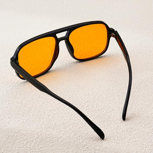 Retro Square Sunglasses for Women Men Classic 70s Oversized Square Sun Glasses Oragne Vintage Shades4