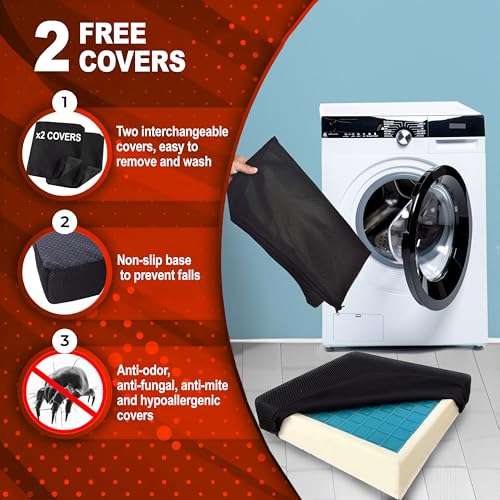 DaymandCare® | Premium-Kissen aus viskoelastischem Material und kühlendem Gel mit 2 Bezügen | Wasserdicht | Hoher Komfort bei längerer Nutzung | Bürostuhlkissen | 40x40x8 cm | Gaming-Stuhl