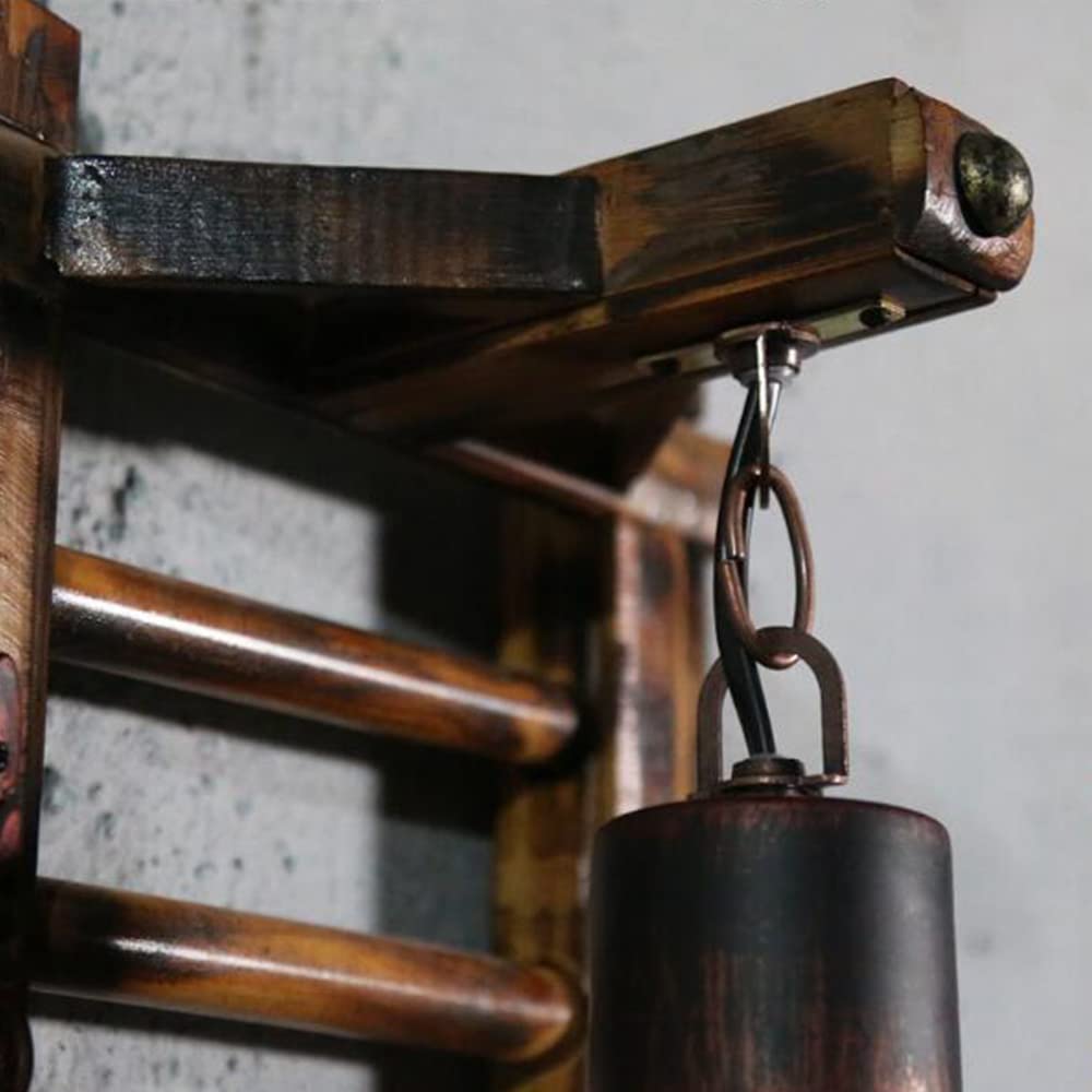 Retro Holz Wandleuchte Treppen Wandlampe Kreativ Bambus Pendellampe Vintage Hanfseil Rustikale Wandlicht Glas Lampenschirm Wandleuchten Für Schlafzimmer Restaurant Hotel Flur Esszimmer
